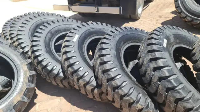Large OTR and earthmover tyres in the Proclassic yard